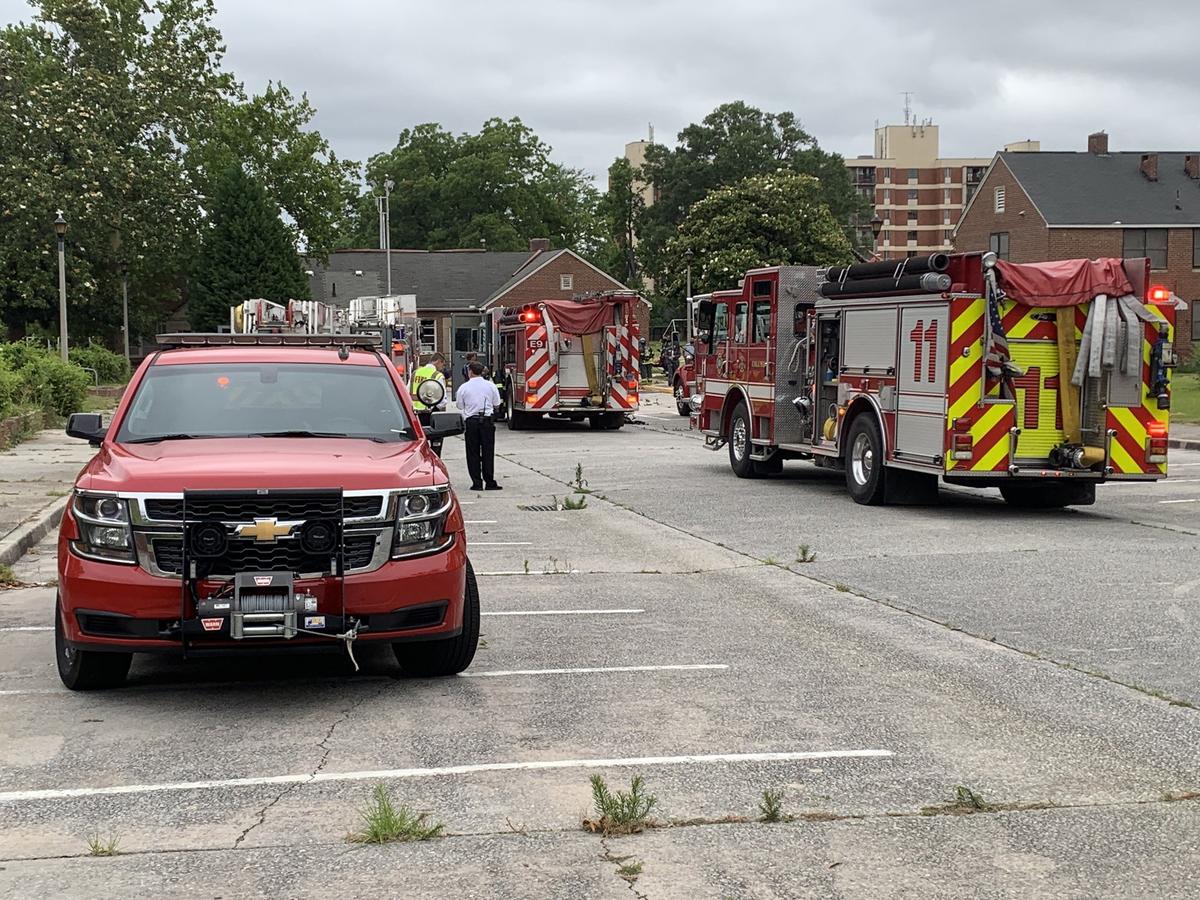 The Columbia Fire Department battled a blaze at the condemned Allen Benedict Court.