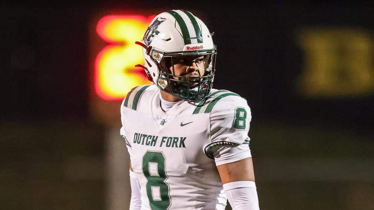 Julian Walker (8) of Dutch Fork is seen during Irmo’s game against visiting Dutch Fork in Columbia on Friday, October 31, 2025.