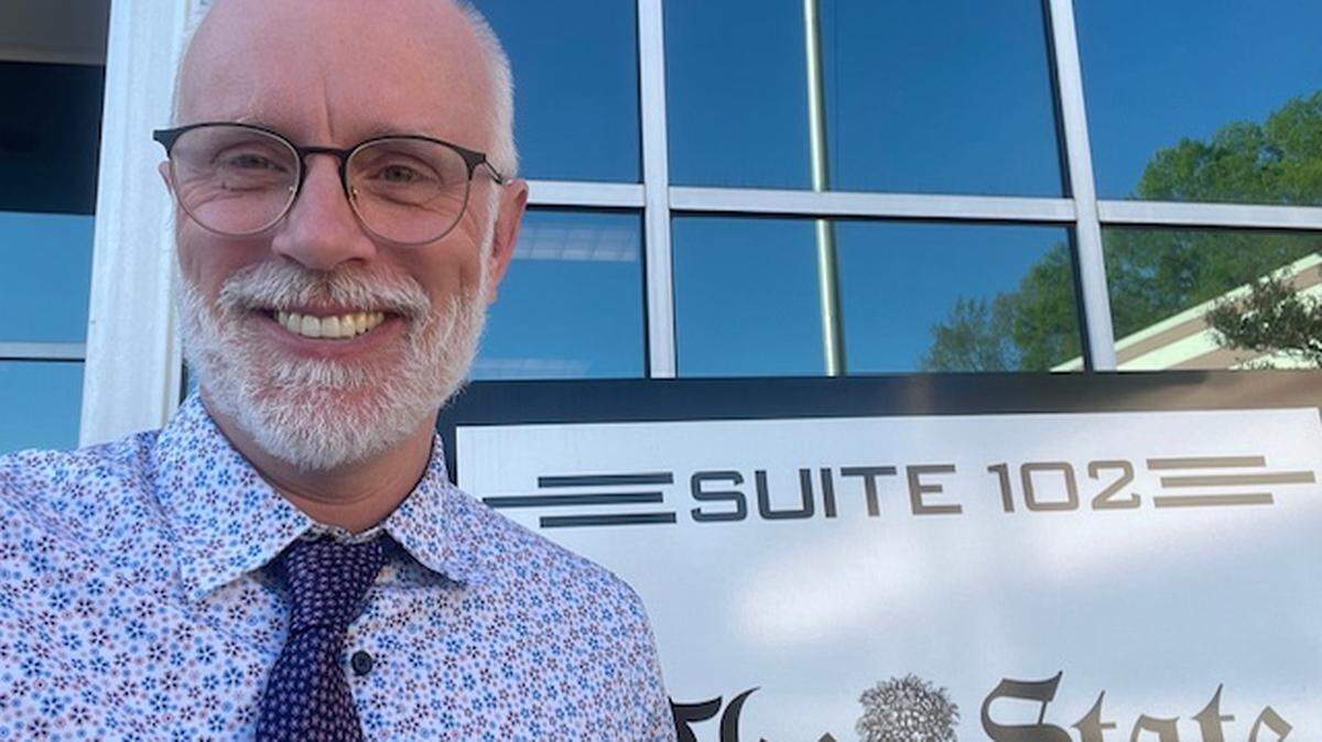 The State’s new South Carolina opinion editor takes a selfie in front of the office in Columbia.