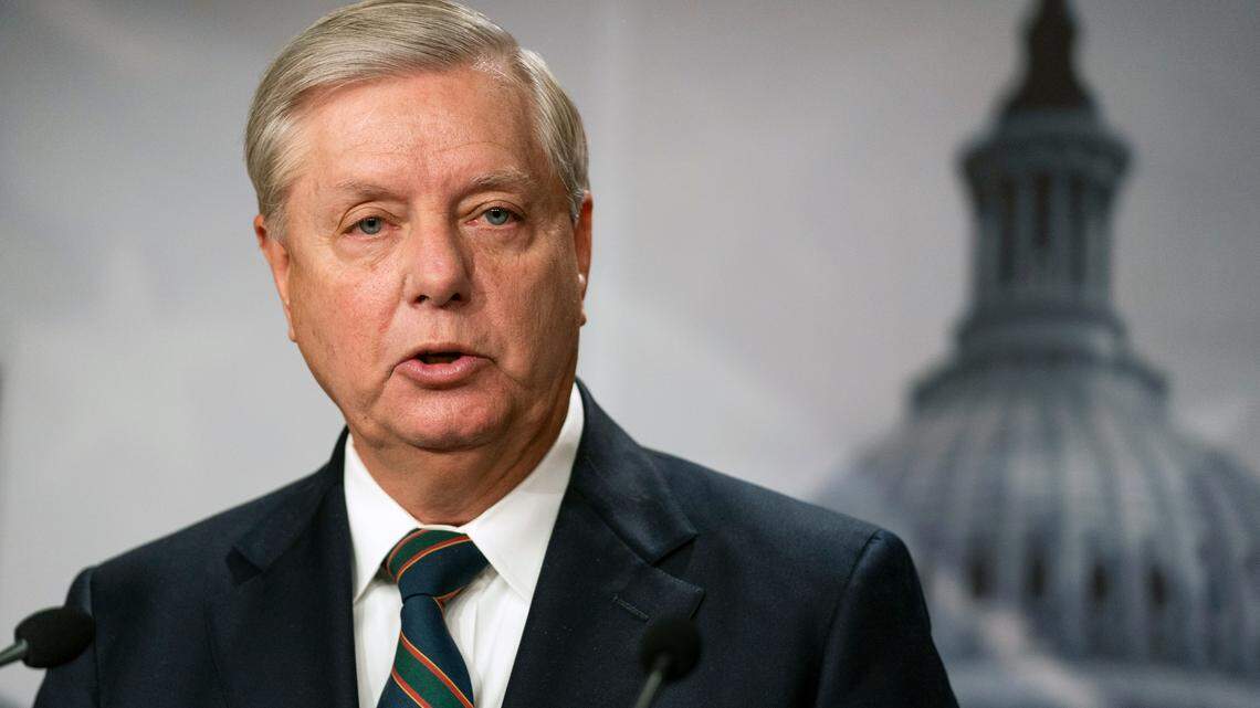 Sen. Lindsey Graham, R-S.C., speaks to reporters during a news conference at the Capitol, Thursday, Jan. 7, 2021, in Washington. Graham said Thursday that the president must accept his own role in the violence that occurred at the U.S. Capitol. (AP Photo/Manuel Balce Ceneta)
