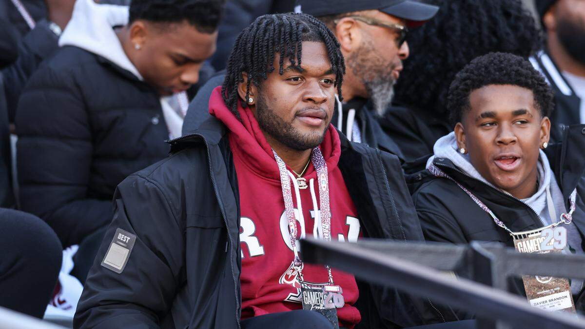 Darius Gray looks on from the stands during South Carolina’s game against Clemson at Williams-Brice Stadium in Columbia on Saturday, November 29, 2025.