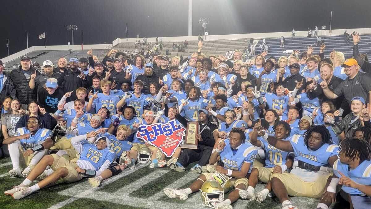 Daniel celebrates its 2023 state championship.