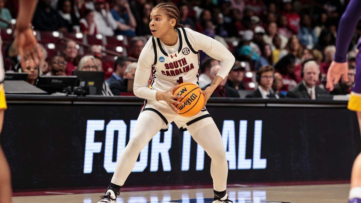 University of South Carolina’s Maddy McDaniel (1) during the second half of action in the First Round game of the NCAA Tournament at the Colonial Life Arena on Friday, March 21, 2025.