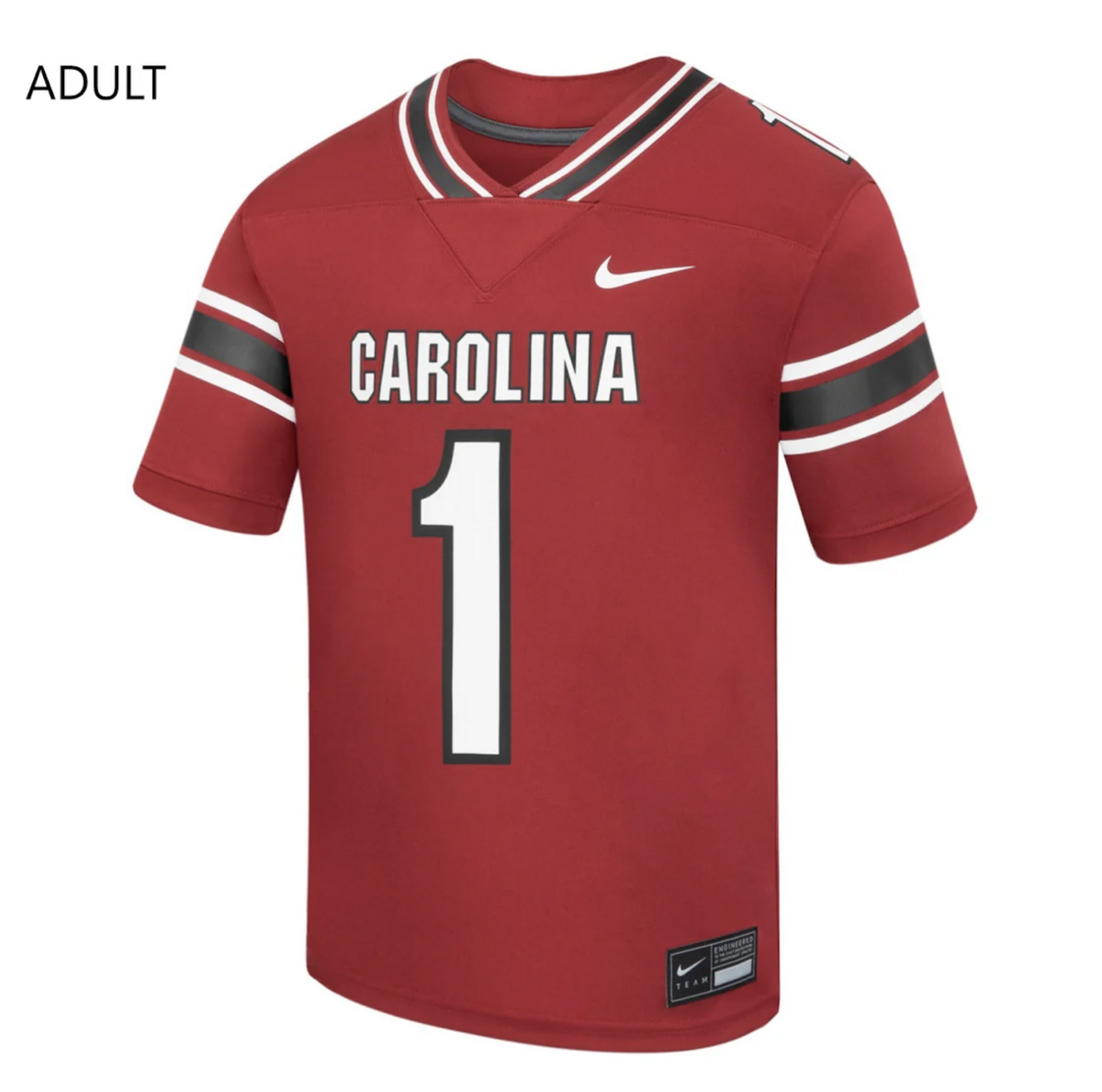 The front of a garnet Nike South Carolina jersey that fans can buy.