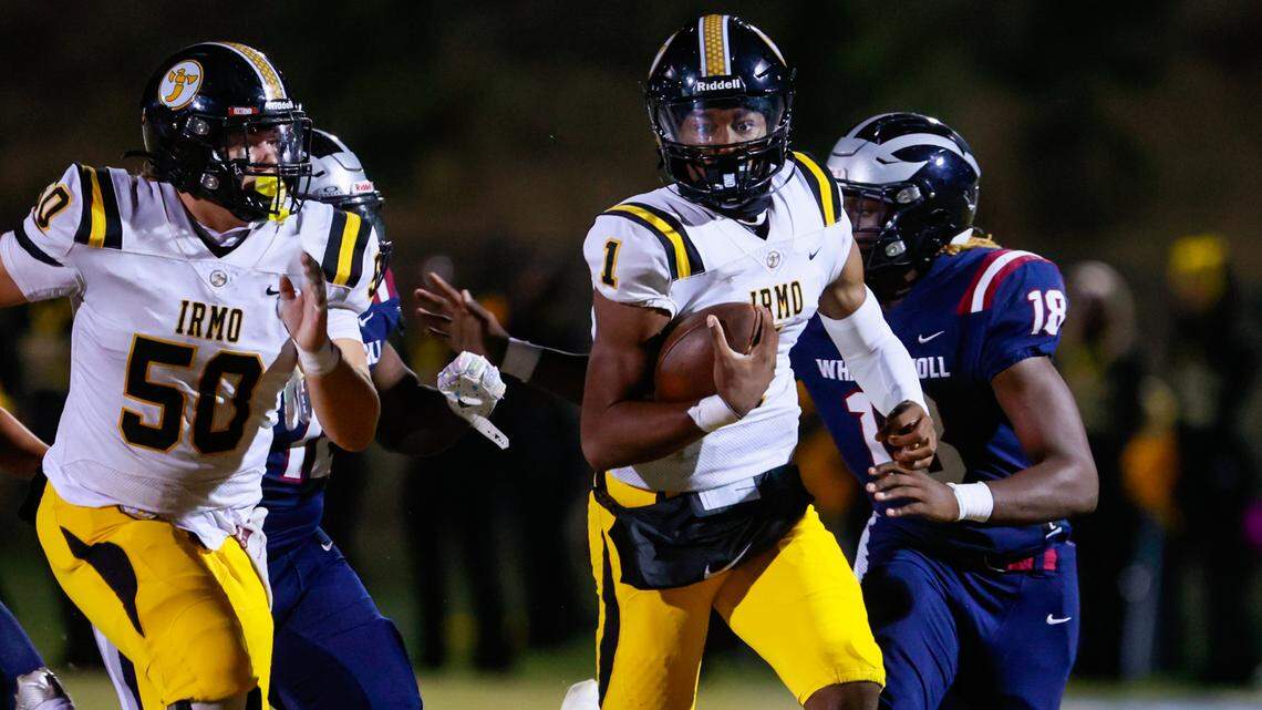 Irmo’s AJ Brand plays White Knoll at White Knoll on Friday, October 18, 2024.