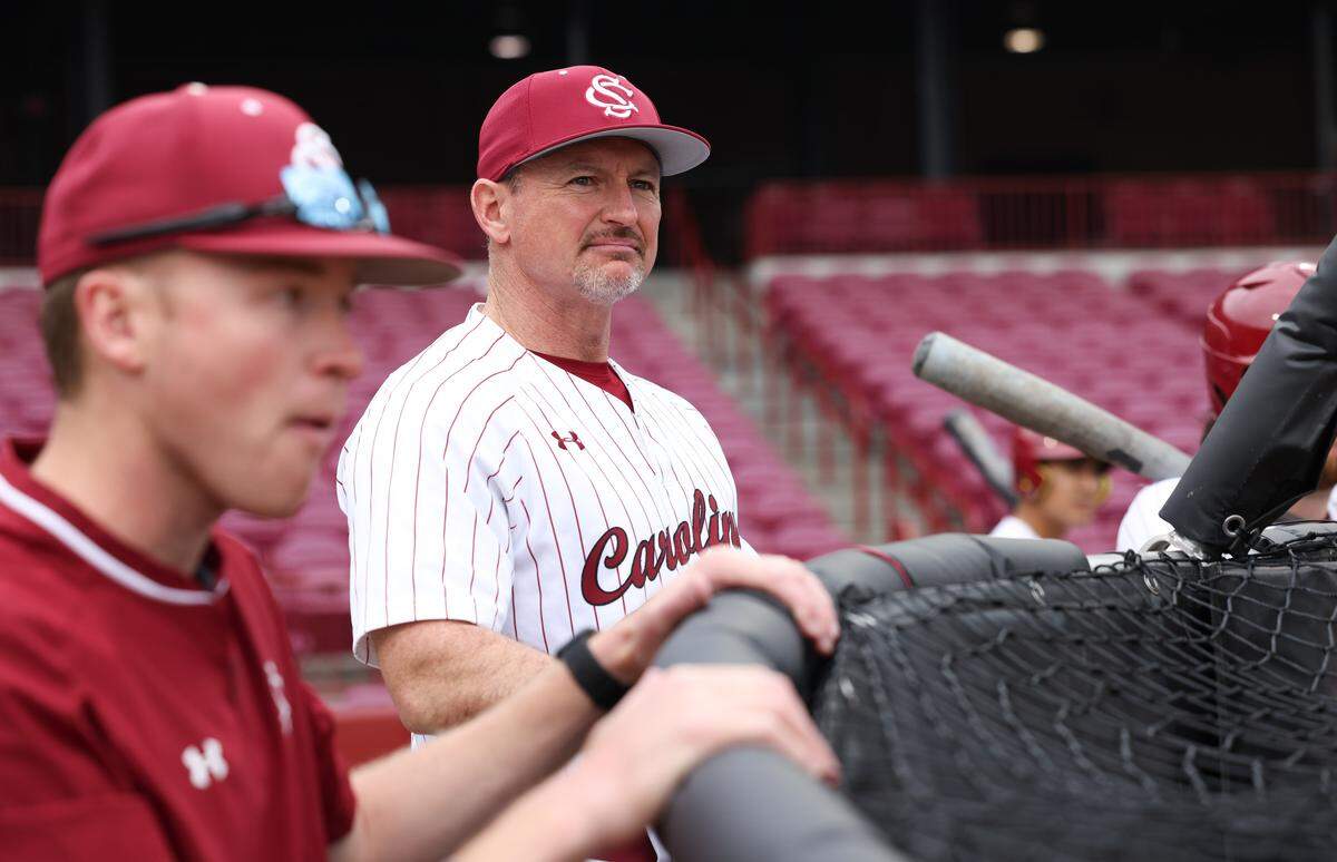 South Carolina interim coach Monte Lee, a former head coach at Charleston and Clemson, will lead the Gamecocks through the rest of the 2026 season.