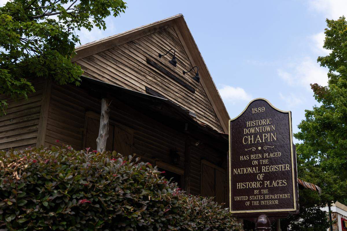 The historic downtown in Chapin, South Carolina, on Wednesday, August 20, 2025.