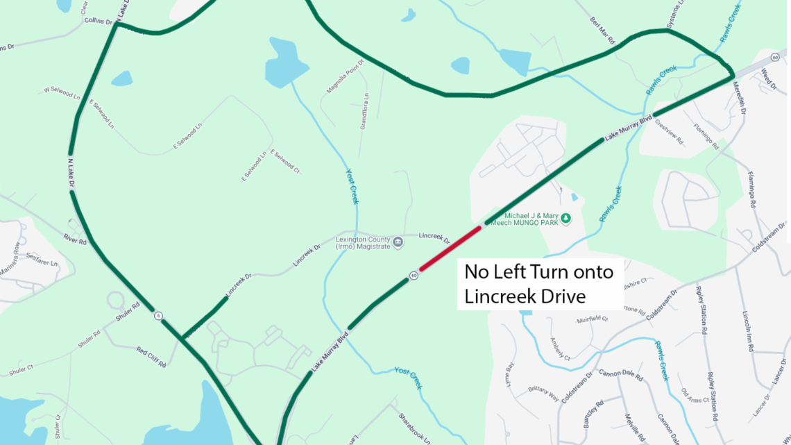 Major road near Lake Murray will be down to one lane for a week due to road work