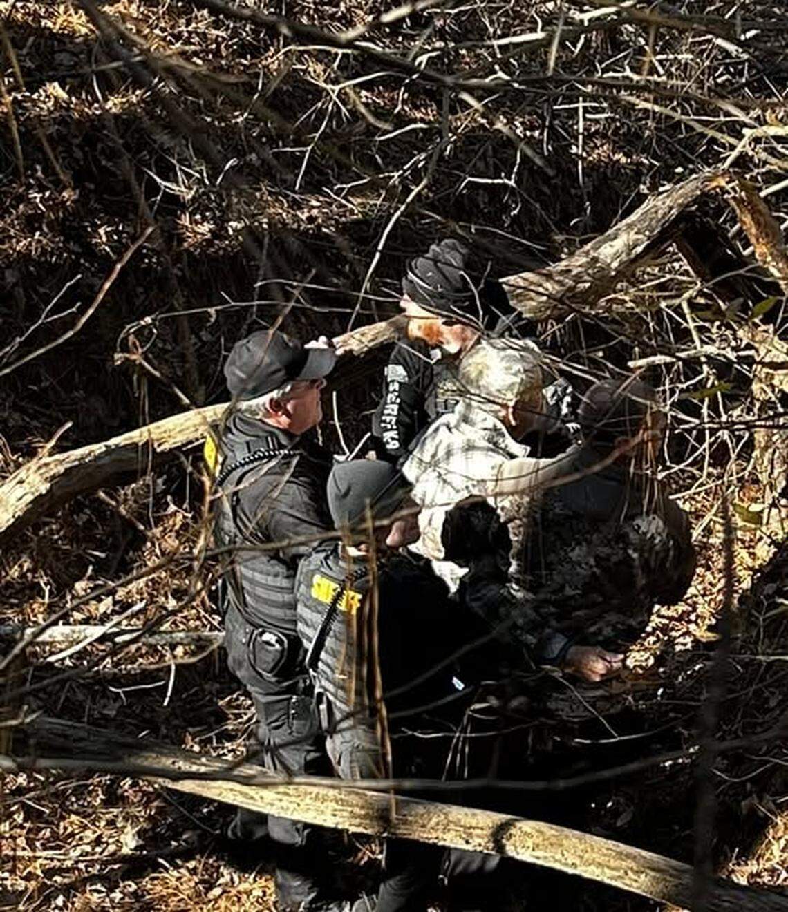 Members of the Fairfield County Sheriff’s Office search for a missing man.