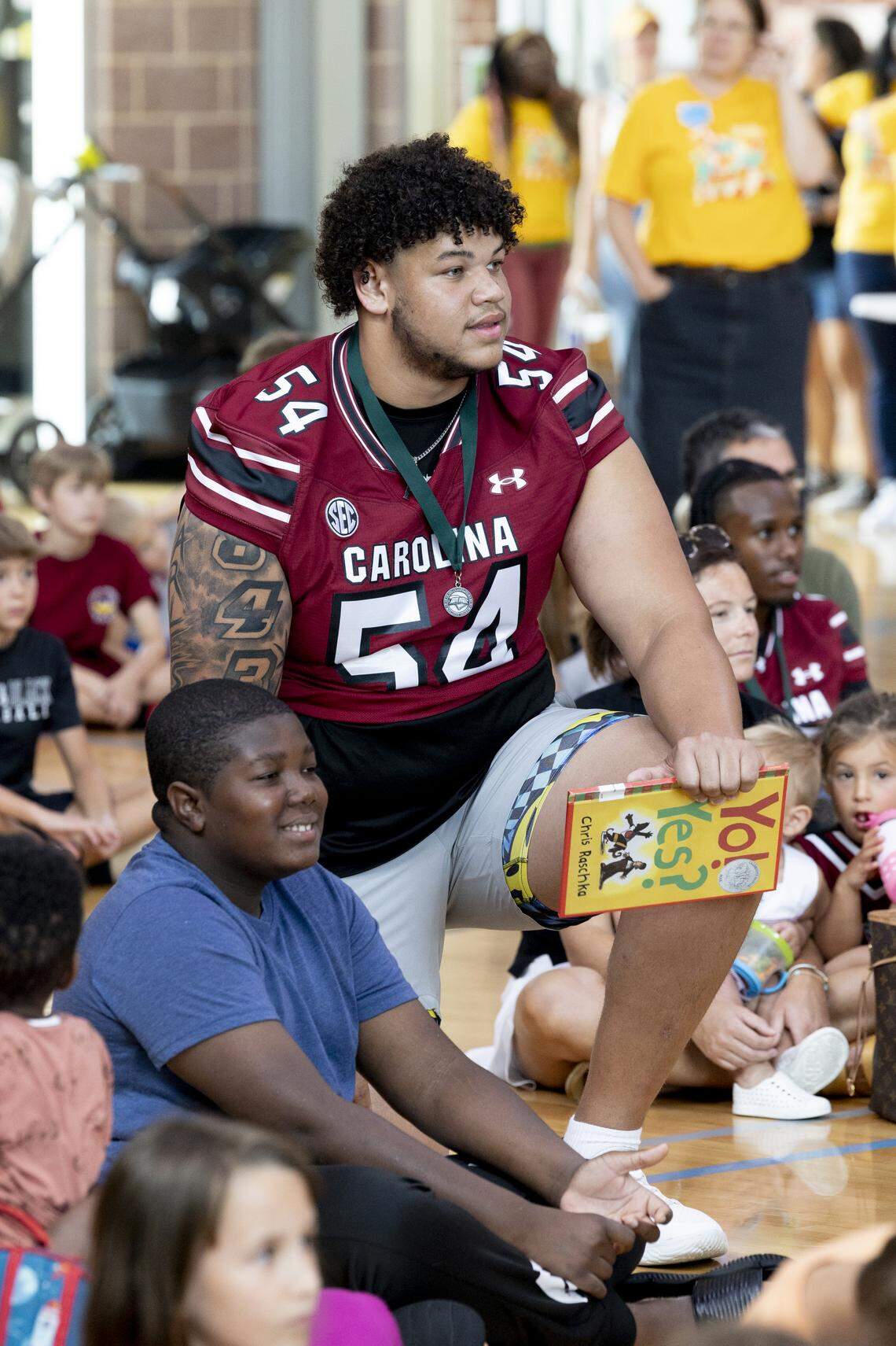 South Carolina football freshman Kam Pringle (54) appears at the annual Pigskin Poets event held Friday, July 12, 2024 at Drew Wellness Center in Columbia.