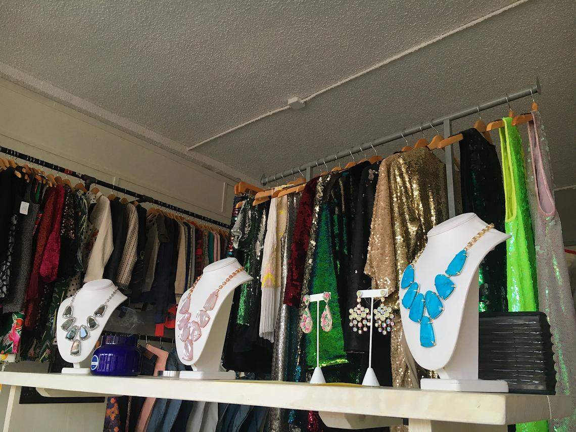 Accessories and clothing at Messie’s Closet, a new thrift store opening in West Columbia in December.