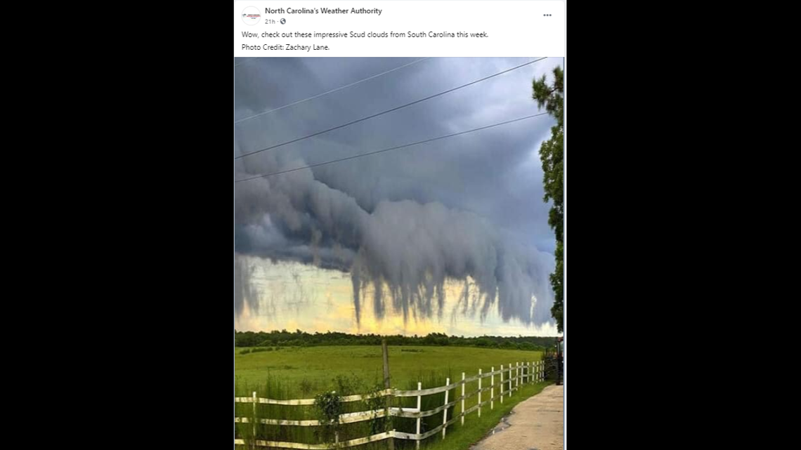 Photos of a cloud formation reported over South Carolina have been widely shared on social media. Weather enthusiast Zachary Lane said he took them July 9 in Marion County.