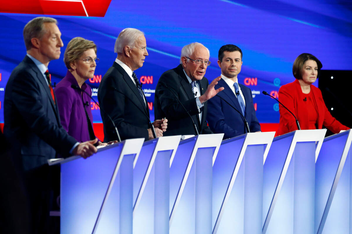 Democratic presidential candidate during a January primary debate in Des Moines, Iowa. (AP Photo/Patrick Semansky)