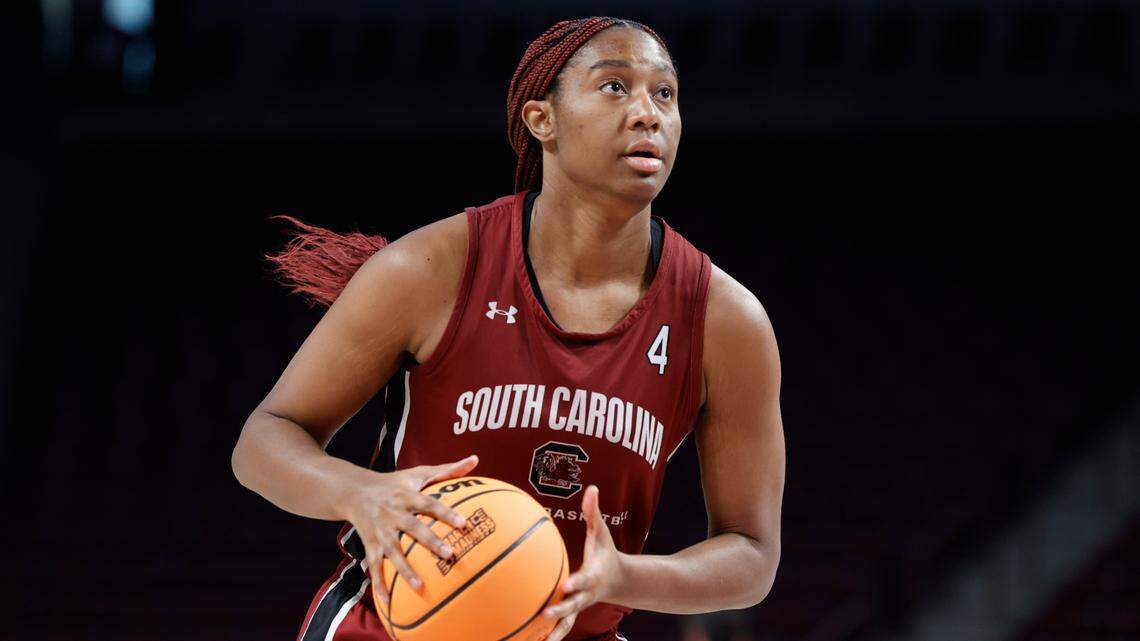 South Carolina’s Aliyah Boston practices before the NCAA Tournament at Colonial Life Arena on Thursday, March 16, 2023.