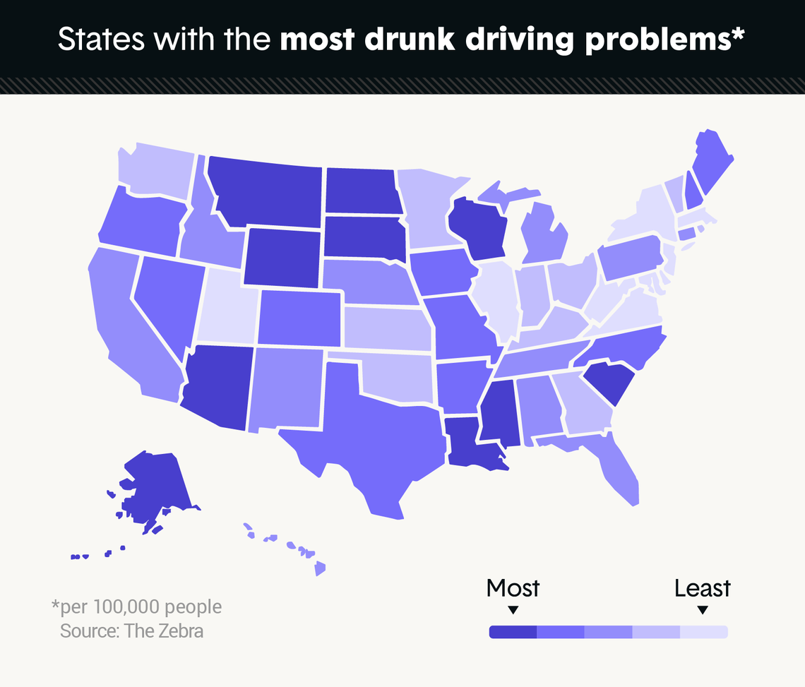 A map of the worst state for drunk driving