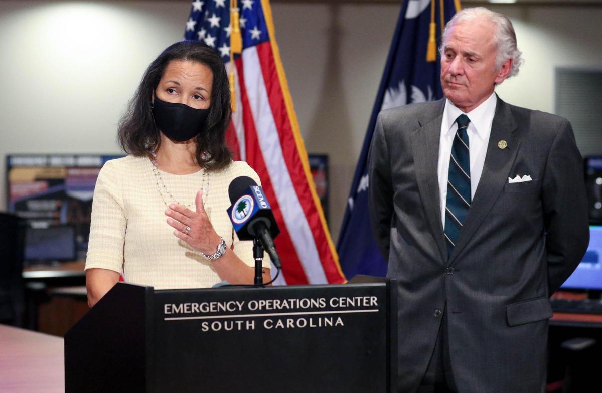 Dr. Linda Bell, South Carolina’s top epidemiologist, speaks during a news conference at the S.C. Emergency Management Division on Wednesday, July 29, 2020.