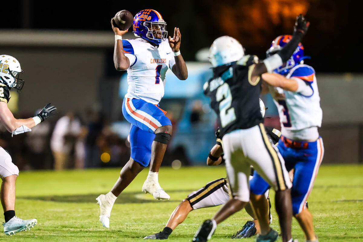 Richland Northeast Cavaliers Will Wilson (1) passes against the Camden Bulldogs during their game at Camden High School Friday, 9/20/24.