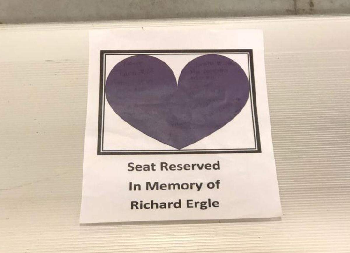 A homemade card signed by members of Saluda girls basketball team in memory of Richard Ergle, father of coach Jeanette Wilder. Ergle died on Jan. 27.