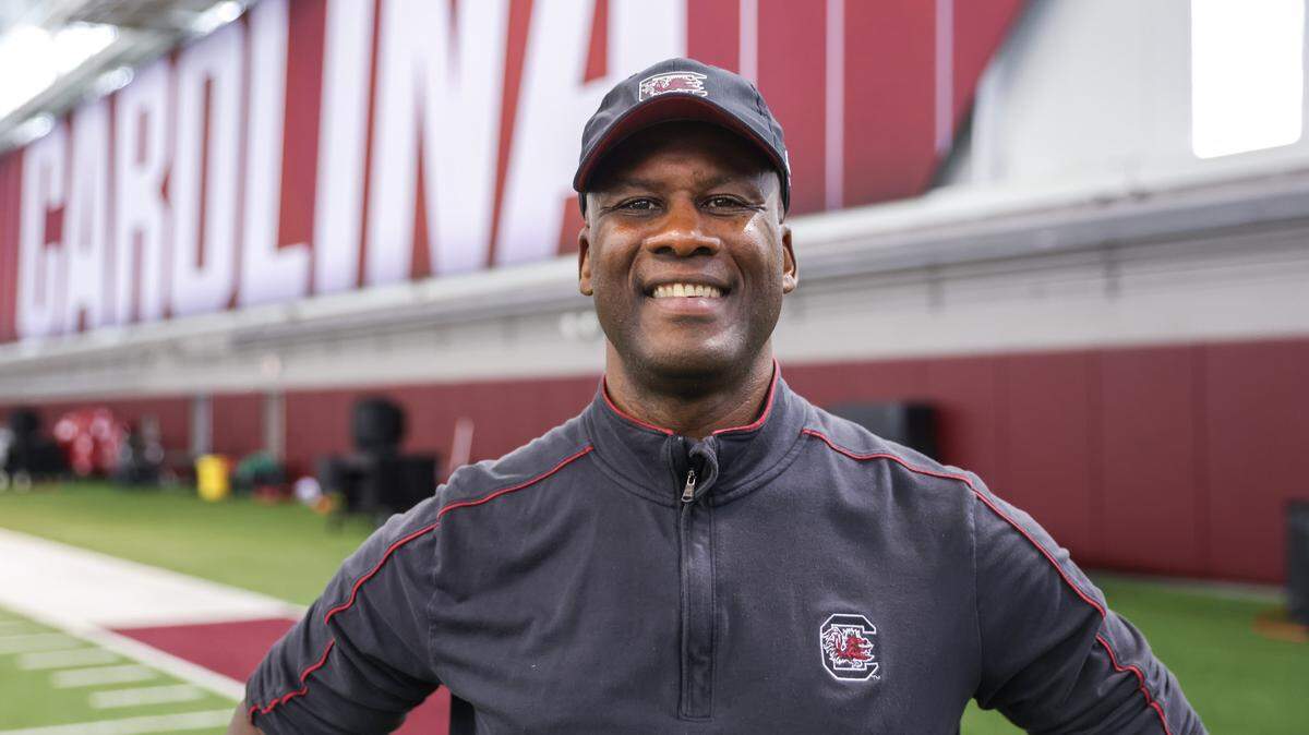 South Carolina assistant coach Torrian Gray is seen during Media Day in Columbia on Thursday, July 31, 2025.