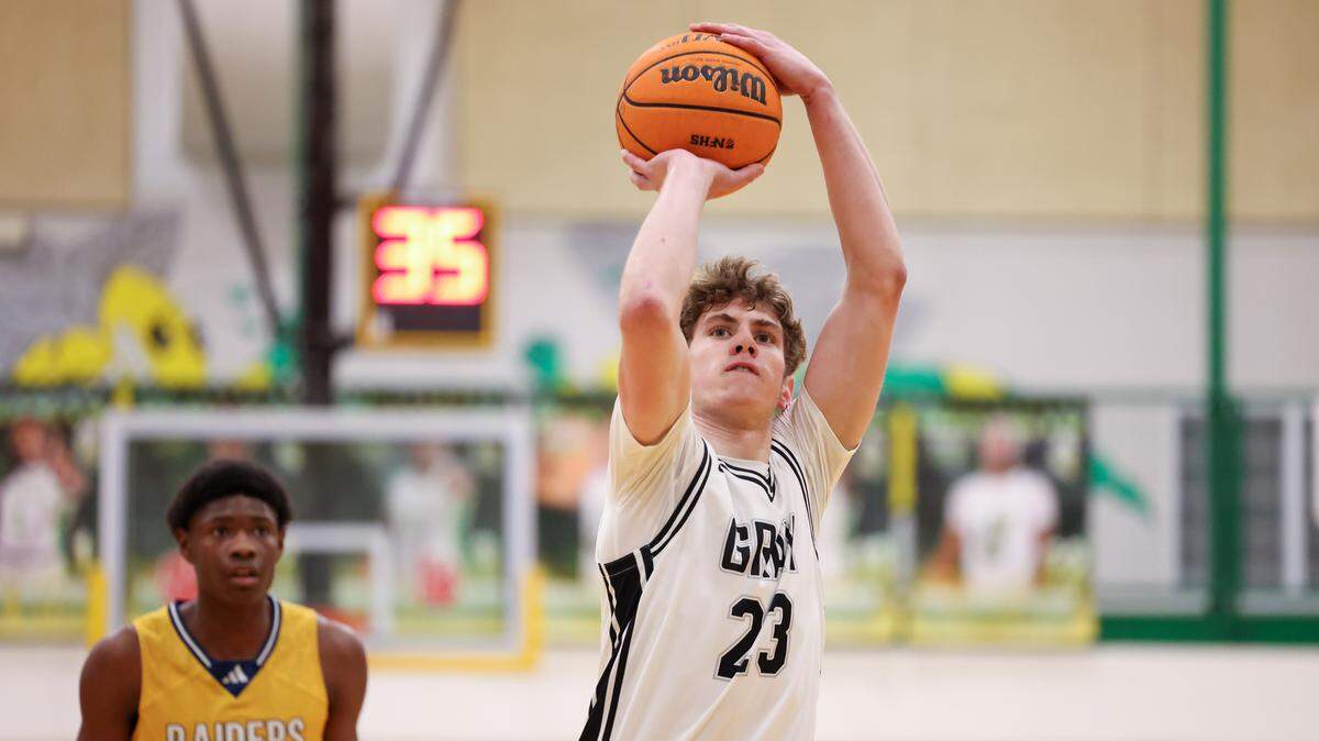 Levi Ball (23) of Gray Collegiate shoots a free-throw during the MLK Bash at C.A. Johnson High School in Columbia on Saturday, January 17, 2026.