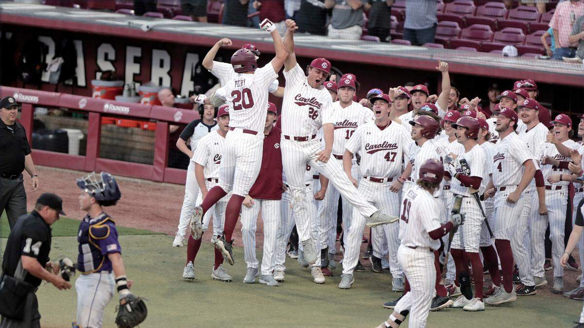 South Carolina’s Ethan Petry connected for two home runs and had eight RBIs Thursday against LSU in Game 1 of their series at Founders Park.