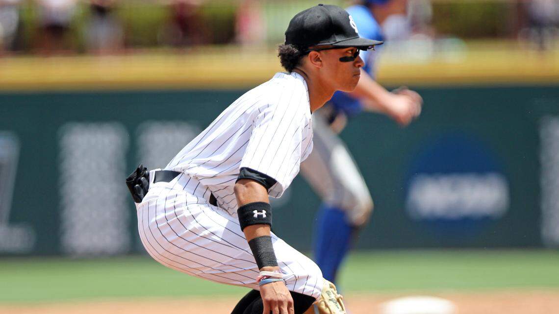 South Carolina’s Jalen Vasquez during Saturday’s game against Kentucky at Founders Park.