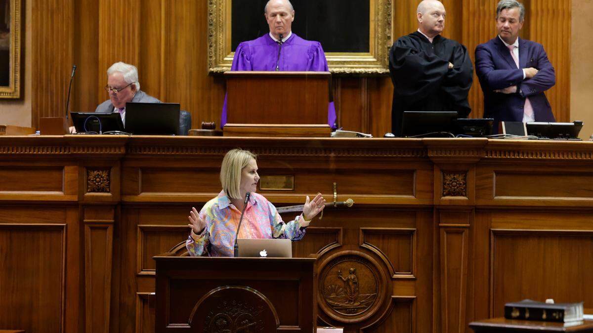 Sen. Sandy Senn, R-Charleston discusses the abortion bill in the South Carolina Senate chamber on Wednesday Sept. 08, 2022.