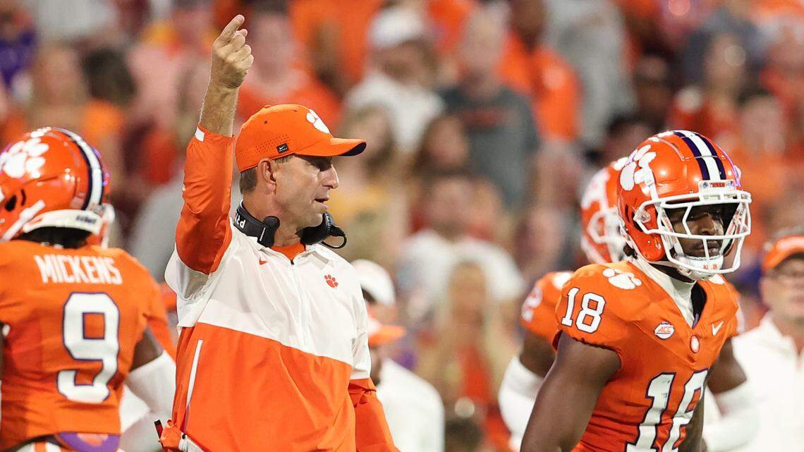 Clemson head coach Dabo Swinney is seen during first-half action in Clemson, S.C. on Saturday, Sept. 7, 2024.