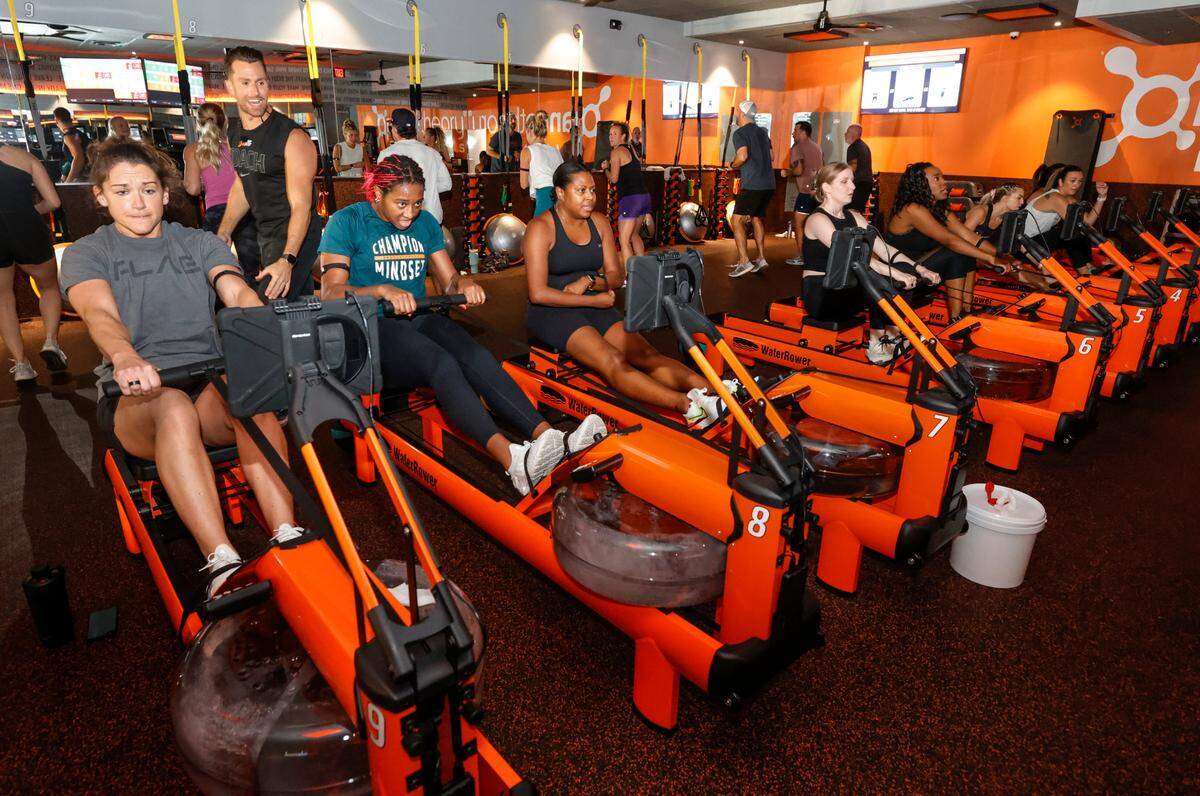 Gamecocks women’s basketball star Aliyah Boston participates in a fitness class at Orangetheory Fitness in Columbia. Boston was offered a NIL deal with the company as part of being awarded Most Outstanding Player (MOP) of the Division 1 NCAA women’s basketball National Championship game in 2022.