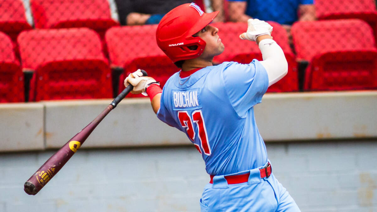 A.C. Flora catcher Zander Buchan swings during a game against Westwood this season.