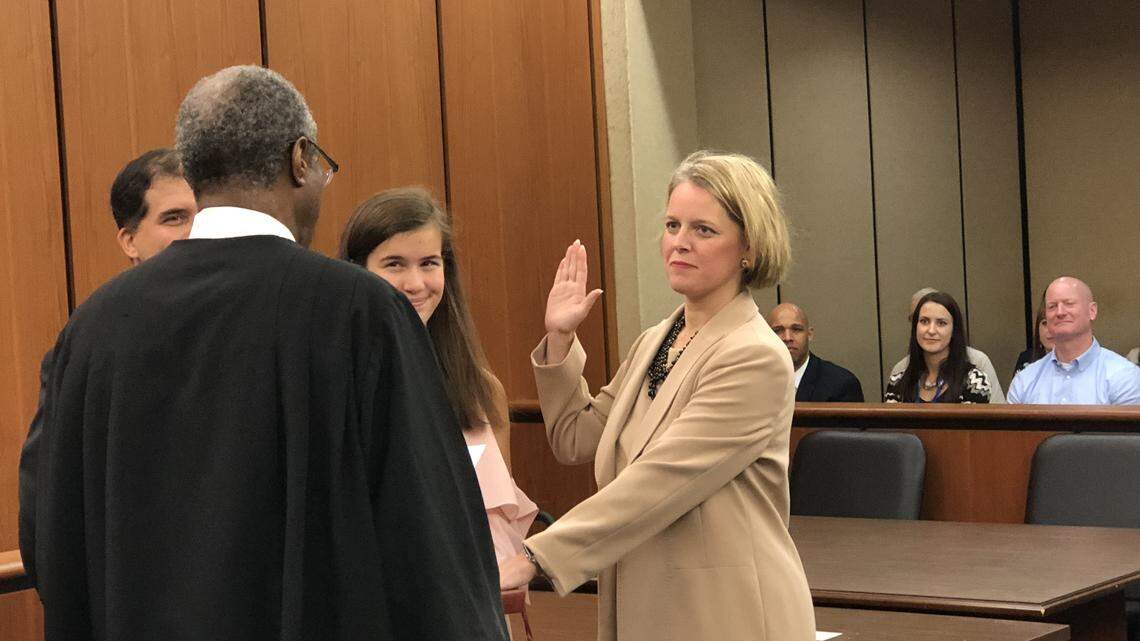 Heather Weiss sworn in as interim solicitor Friday by SC Judge Casey Manning
