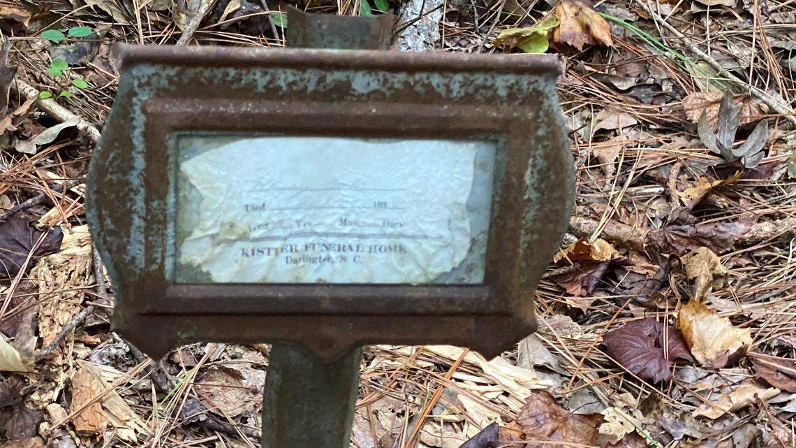 Some funeral home markers and stones were found at an old African-American cemetery in South Carolina.