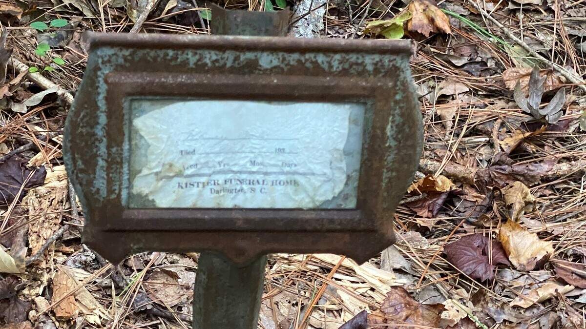 Some funeral home markers and stones were found at an old African-American cemetery in South Carolina.