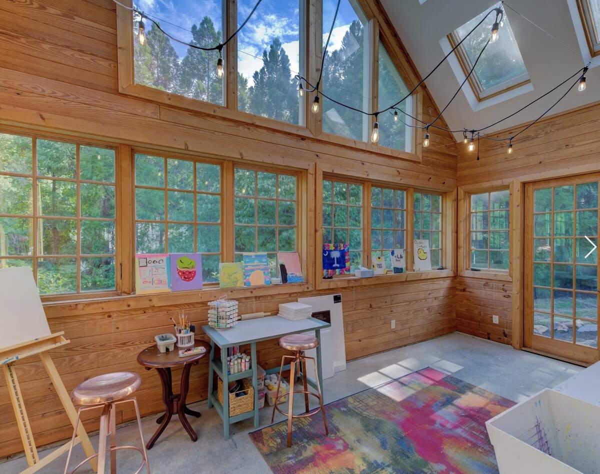 The interior of an art studio at a luxury home by Lake Murray.