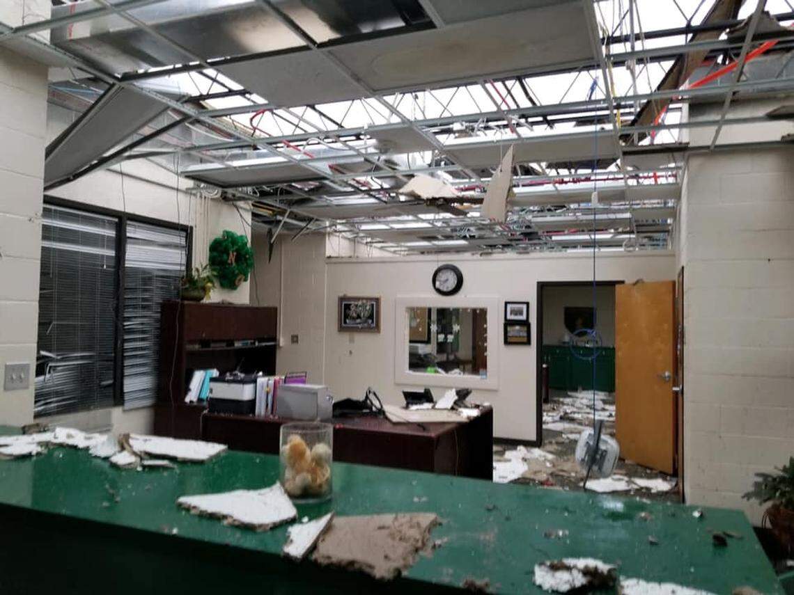 Powerful storms hit the Midlands Saturday, inflicting damage on a high school.