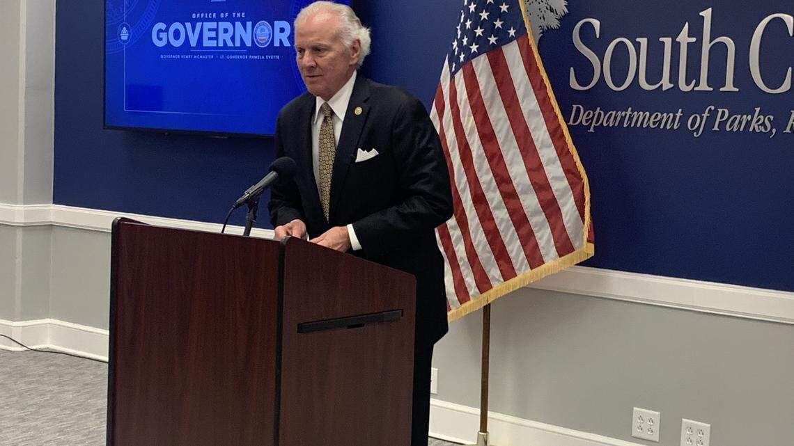 S.C. Gov. Henry McMaster speaks at a news conference on Tuesday, Aug. 29, 2023, ahead of Hurricane Idalia’s expected impact on the state.