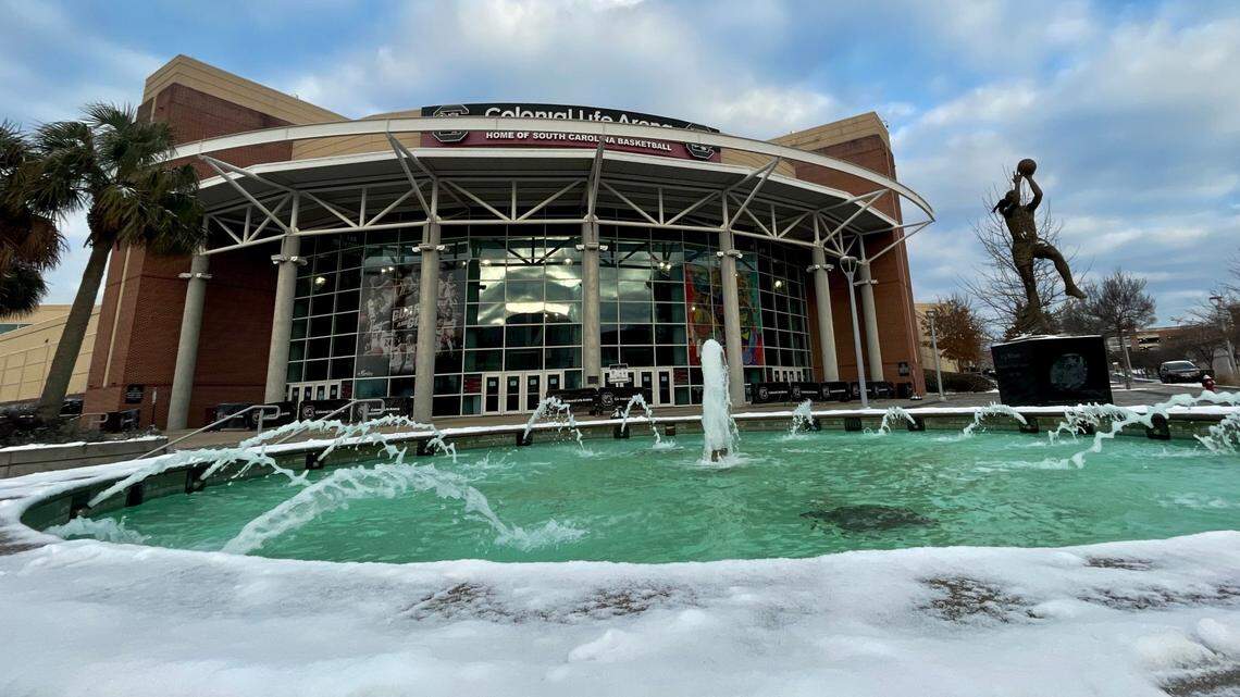A look at Colonial Life Arena on Saturday after the Friday night snow.