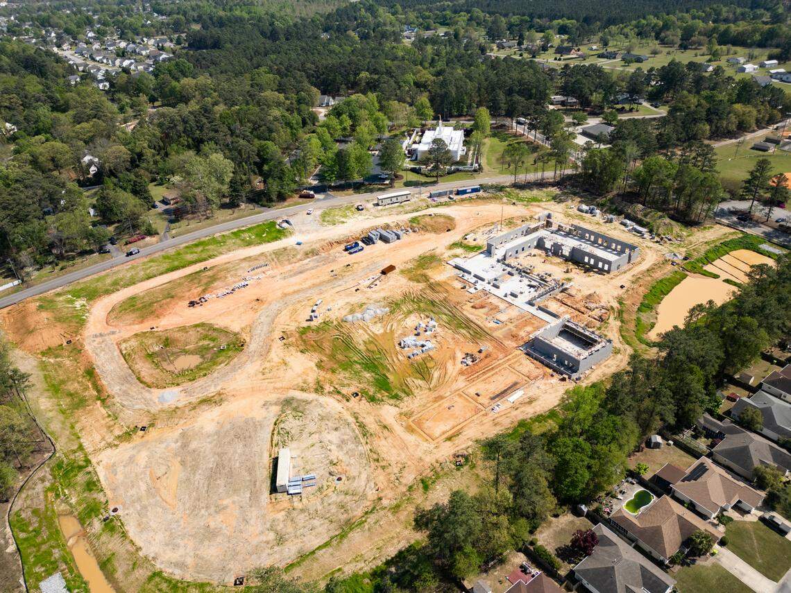 Construction at the Vince Ford Early Learning Center is stopped on Tuesday, April 2, 2024.