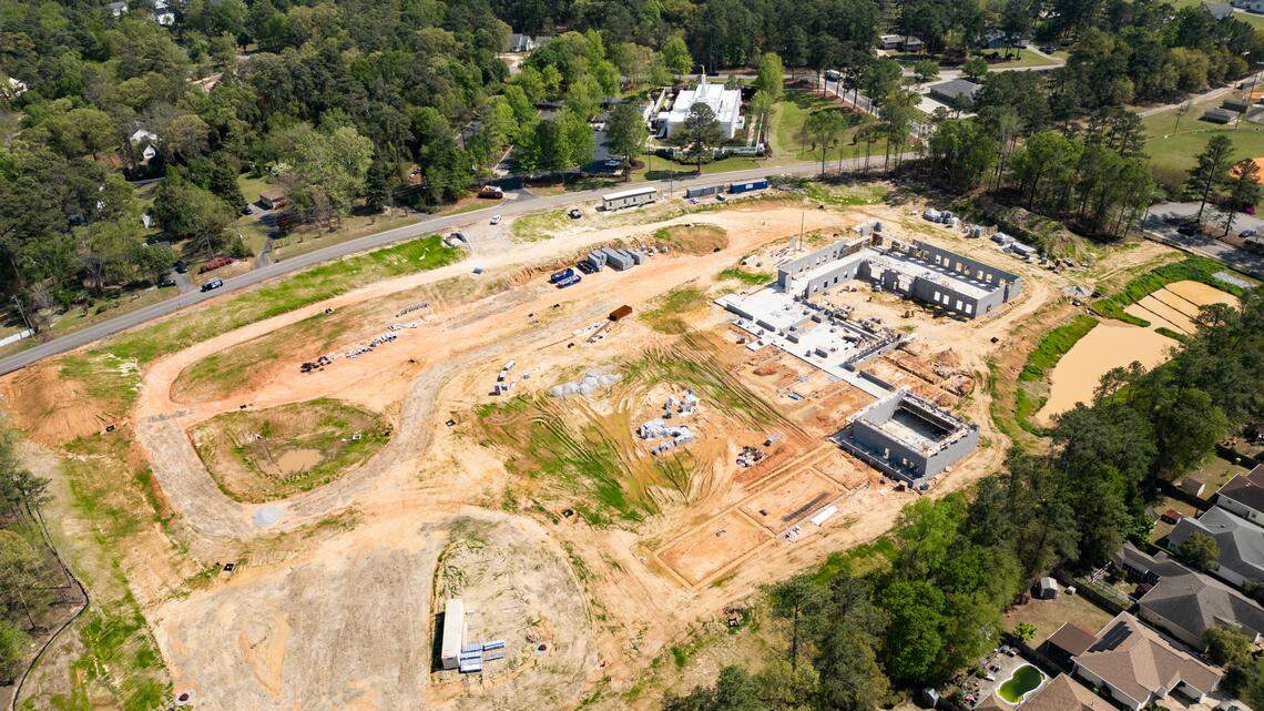 Construction at the Vince Ford Early Learning Center is stopped on Tuesday, April 2, 2024.