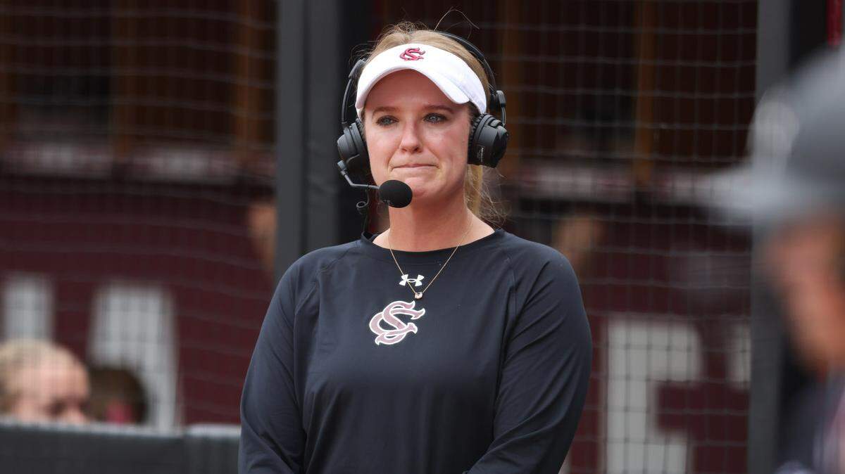 South Carolina head coach Ashley Chastain Woodard looks on during the Gamecocks’ game against North Florida at Beckham Field in Columbia on Saturday, May 17, 2025.