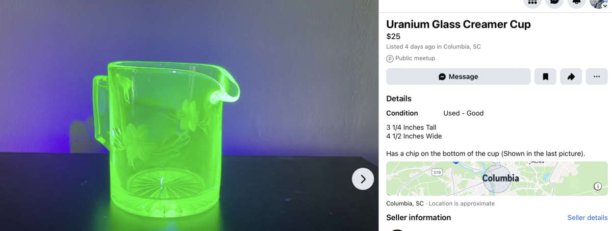 Uranium glass creamer cup