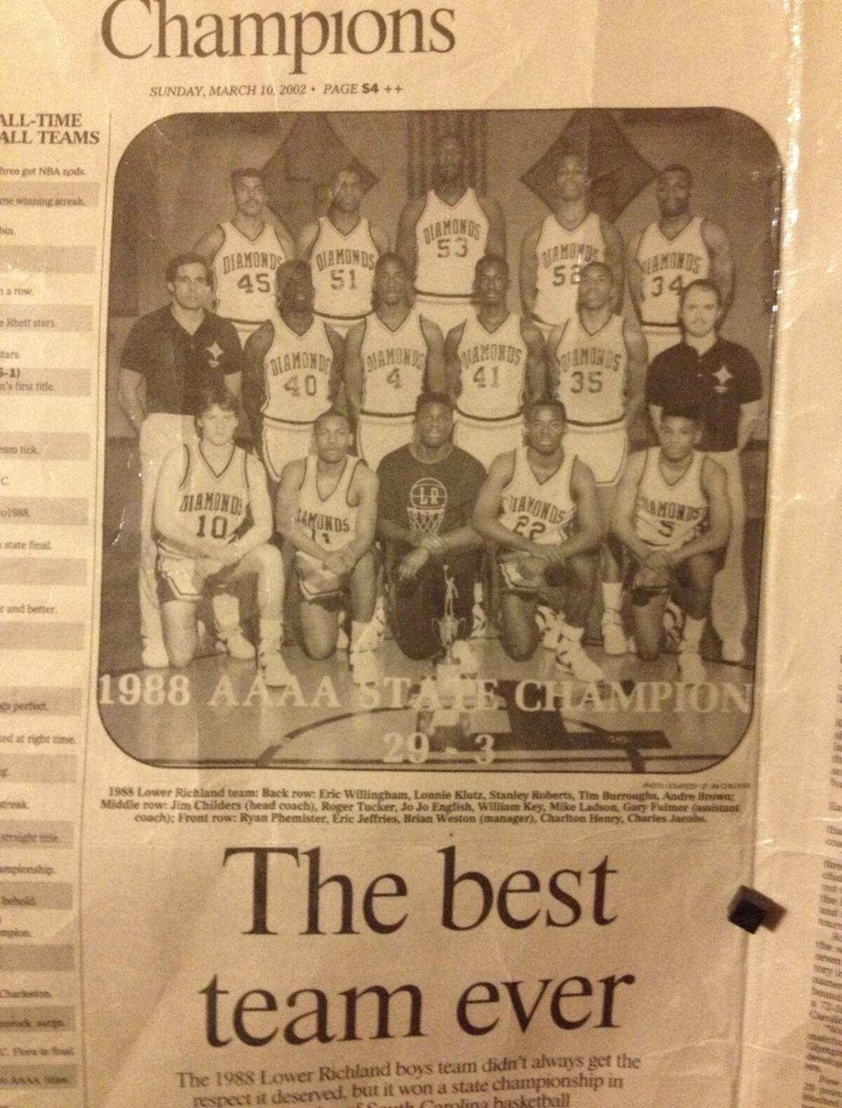 State newspaper article from 2002 naming the 1988 Lower Richland team as SC’s best ever.