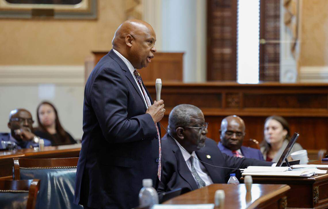 Sen. Gerald Malloy, D-Darlington, addresses the abortion ban bill while debating amendments in the South Carolina Senate chamber on Thursday Sept. 08, 2022.