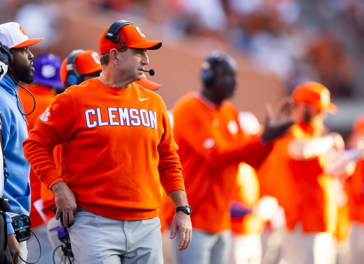 Dec 21, 2024; Austin, Texas, USA; Clemson Tigers head coach Dabo Swinney against the Texas Longhorns during the CFP National playoff first round at Darrell K Royal-Texas Memorial Stadium.