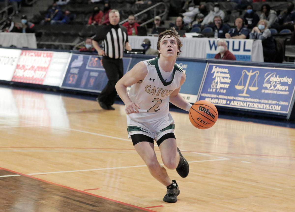 River Bluff’s Grayson Renner 2 scores the last point in their game against Dorman in Aiken, South Carolina on Saturday, March 6, 2021.