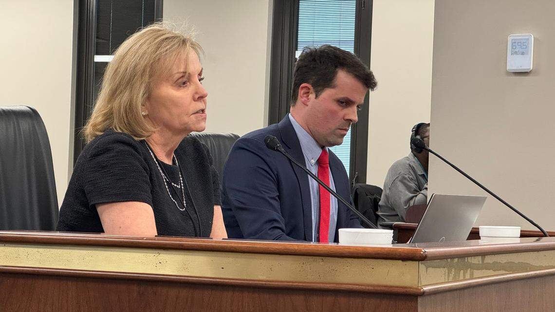 Susan Markel, a partner and managing director, and Dave Bligh, the director of investigations, of AlixPartners, testify in front of the South Carolina state Senate Finance Committee on Tuesday, Jan. 21, 2025 about the firm’s report over the state’s finances including the mysterious $1.8 billion.