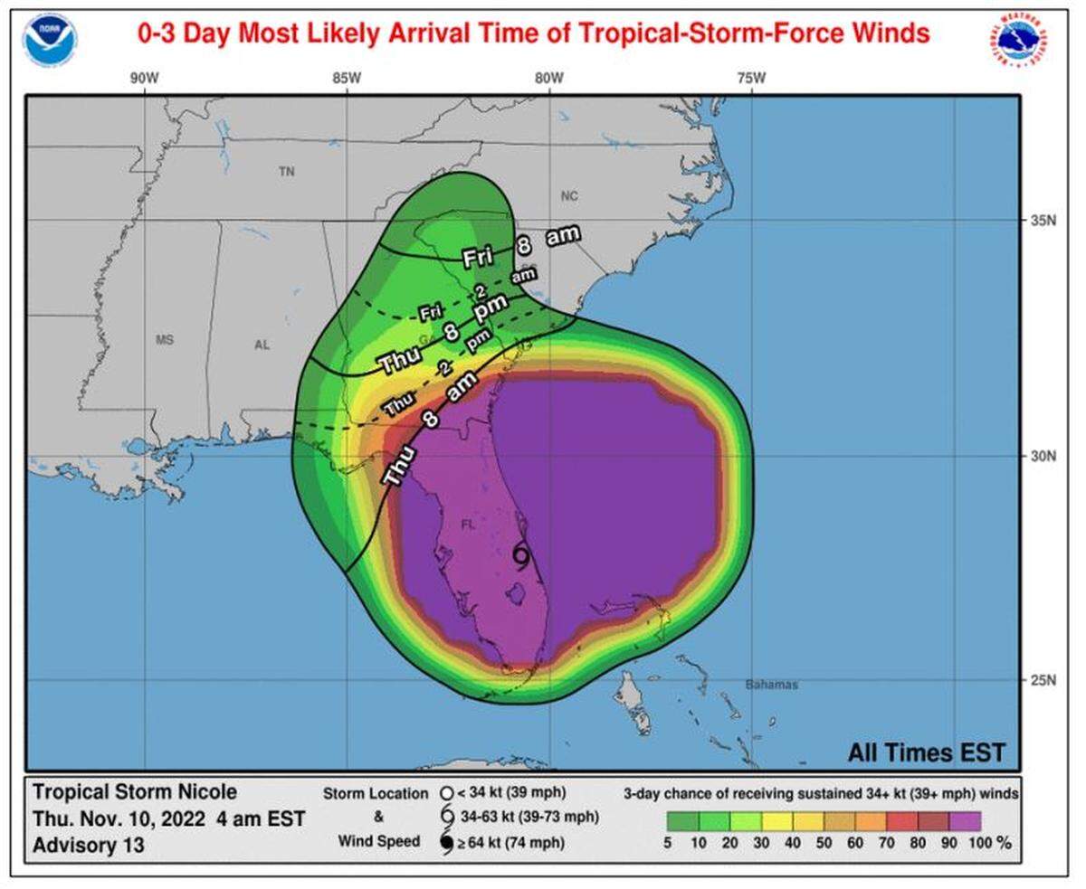 Nicole is forecast to cause severe weather in the Midlands.