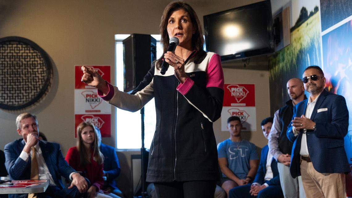 Primary candidate and former South Carolina governor Nikki Haley was featured in the opening skit on Saturday Night Live, two days after speaking to supporters at Doc’s Barbeque in Columbia on Thursday, February, 2024.