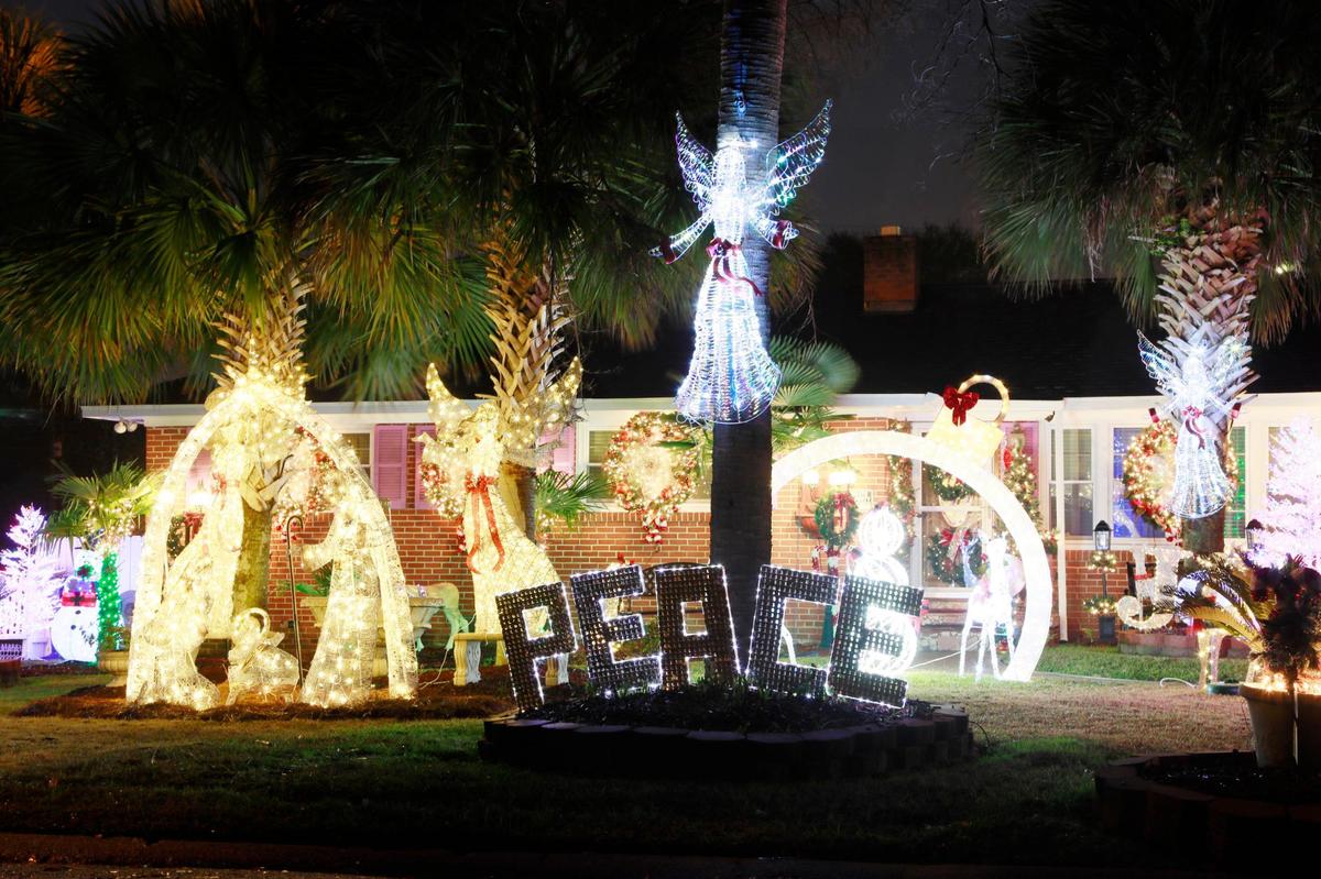 Christmas lights festoon a home in Columbia on Wednesday, December 21, 2022.