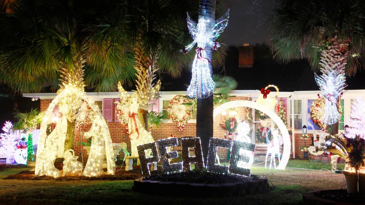 Christmas lights festoon a home in Columbia on Wednesday, December 21, 2022.